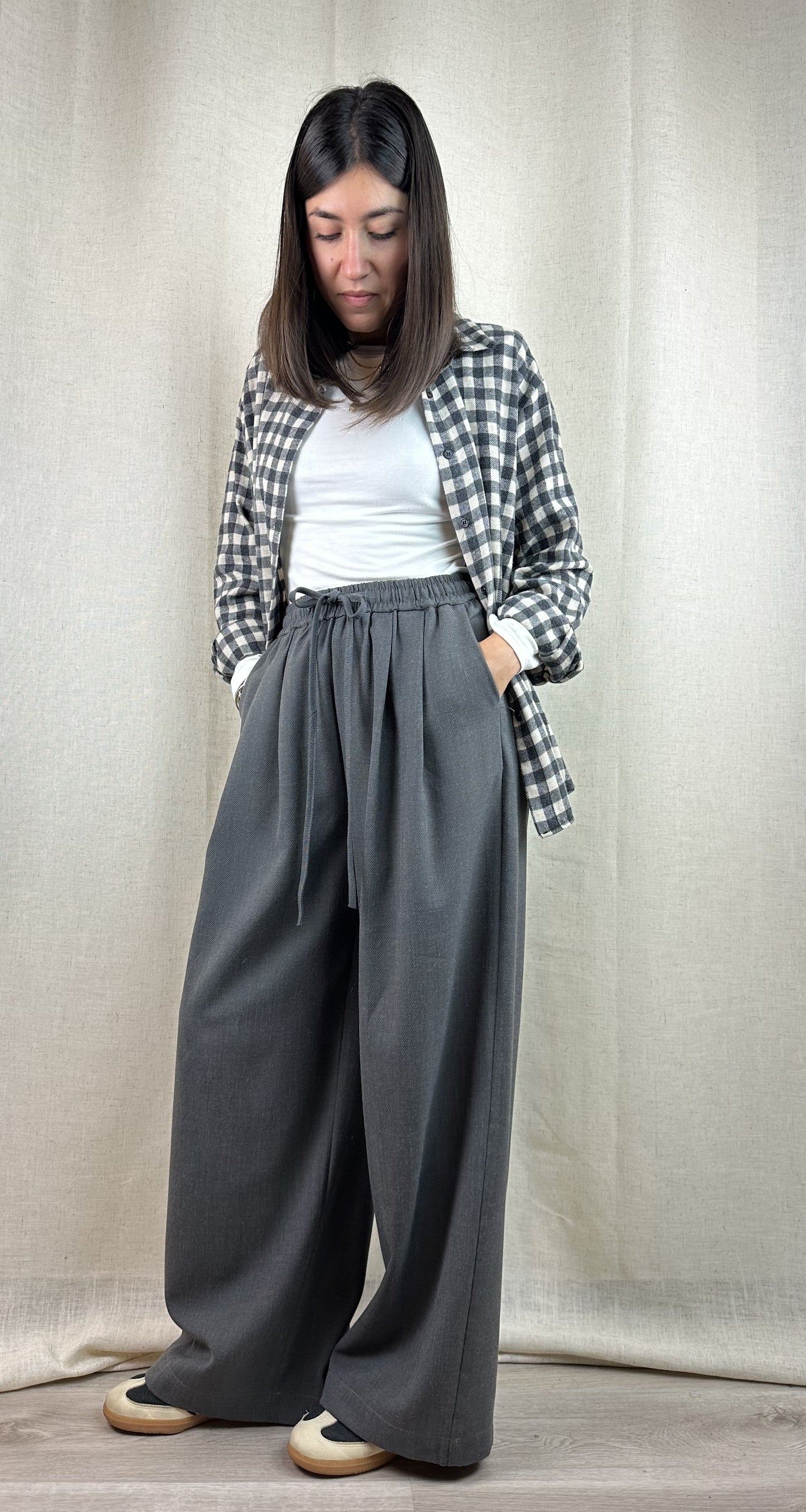 CAMICIA QUADRI GRIGIO SCURO-NERO