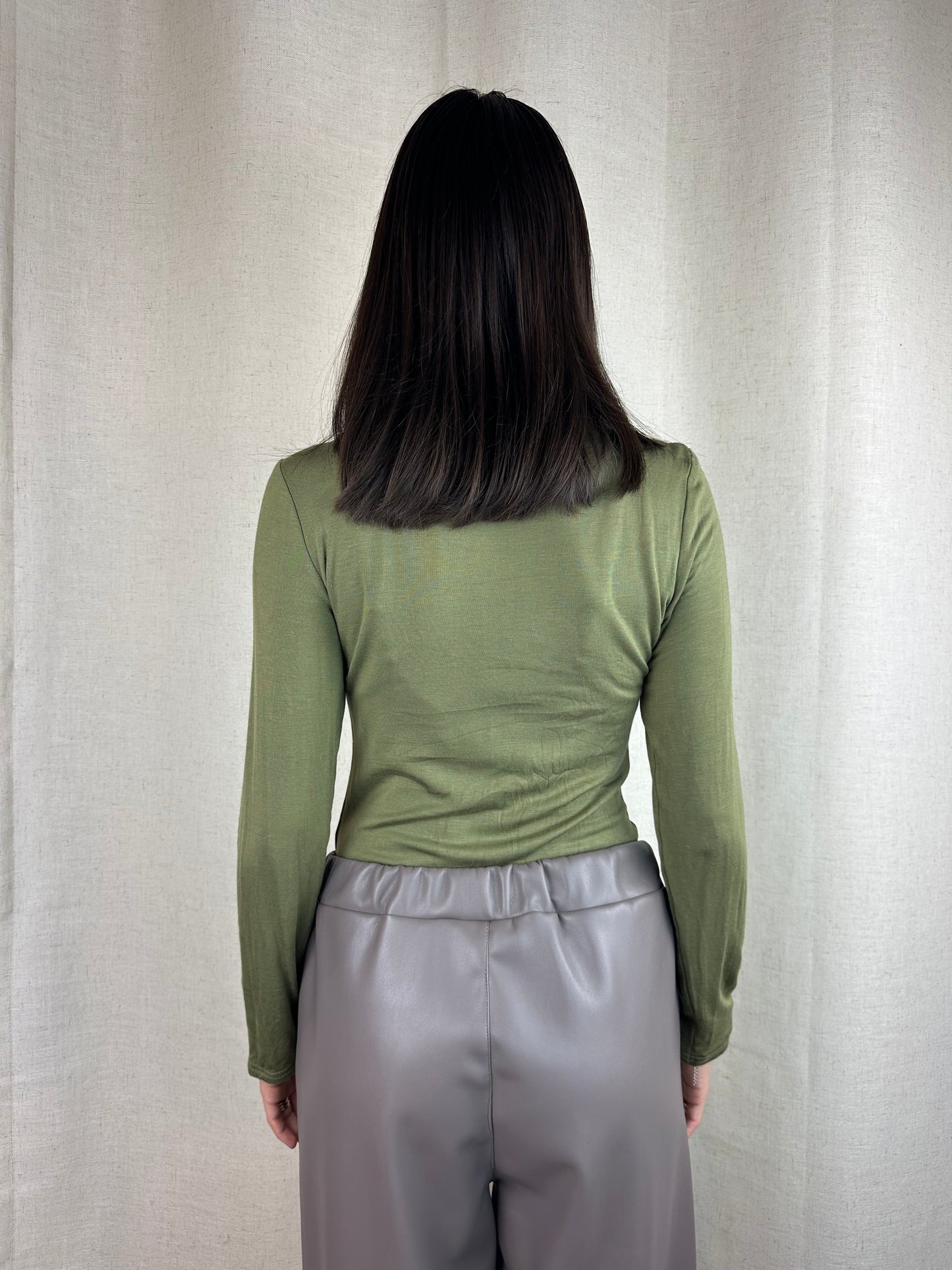 MAGLIA VERDE GIROCOLLO FELPATA