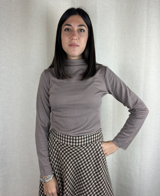 MAGLIA TORTORA SEMI-COLLO FELPATA