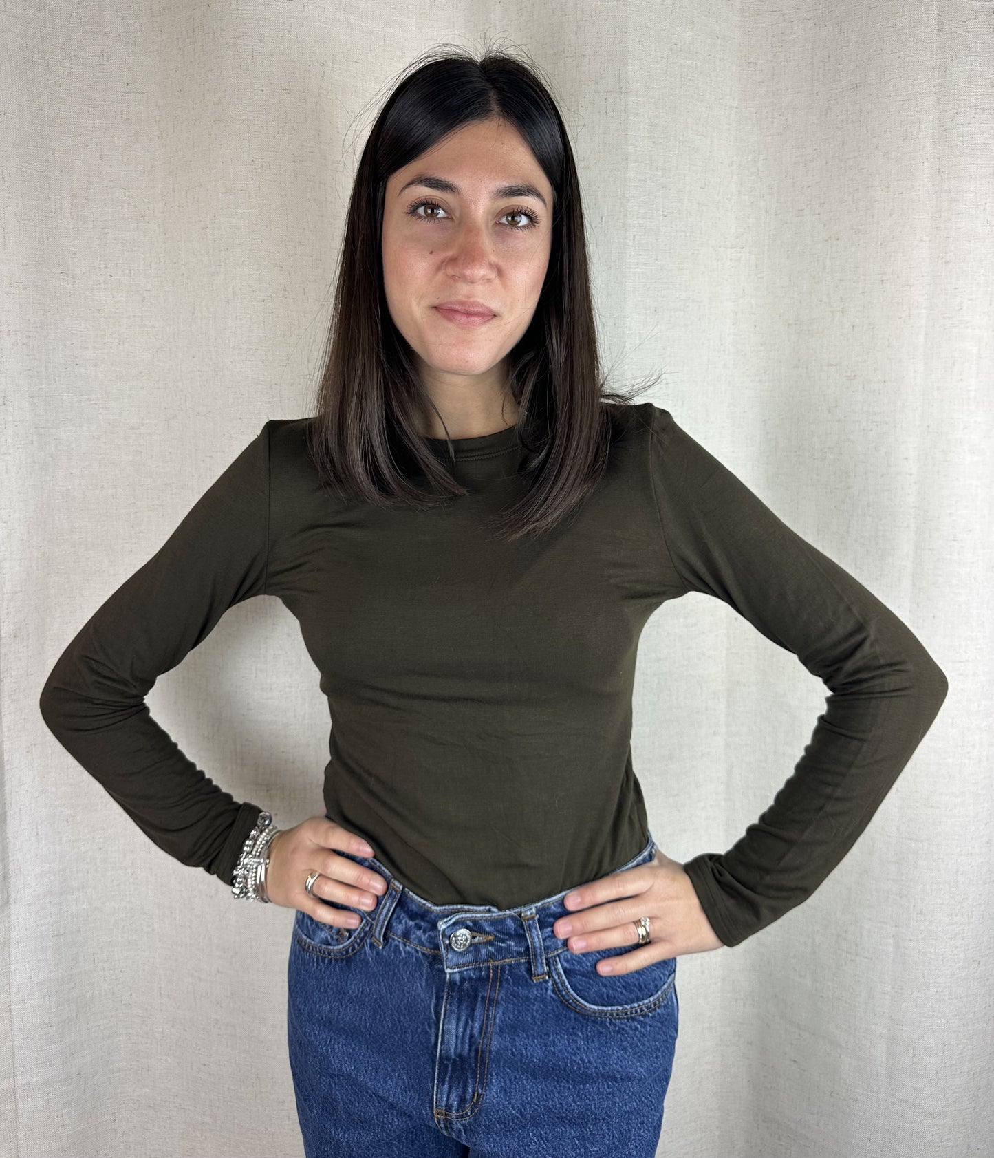 MAGLIA VERDE MILITARE GIROCOLLO FELPATA