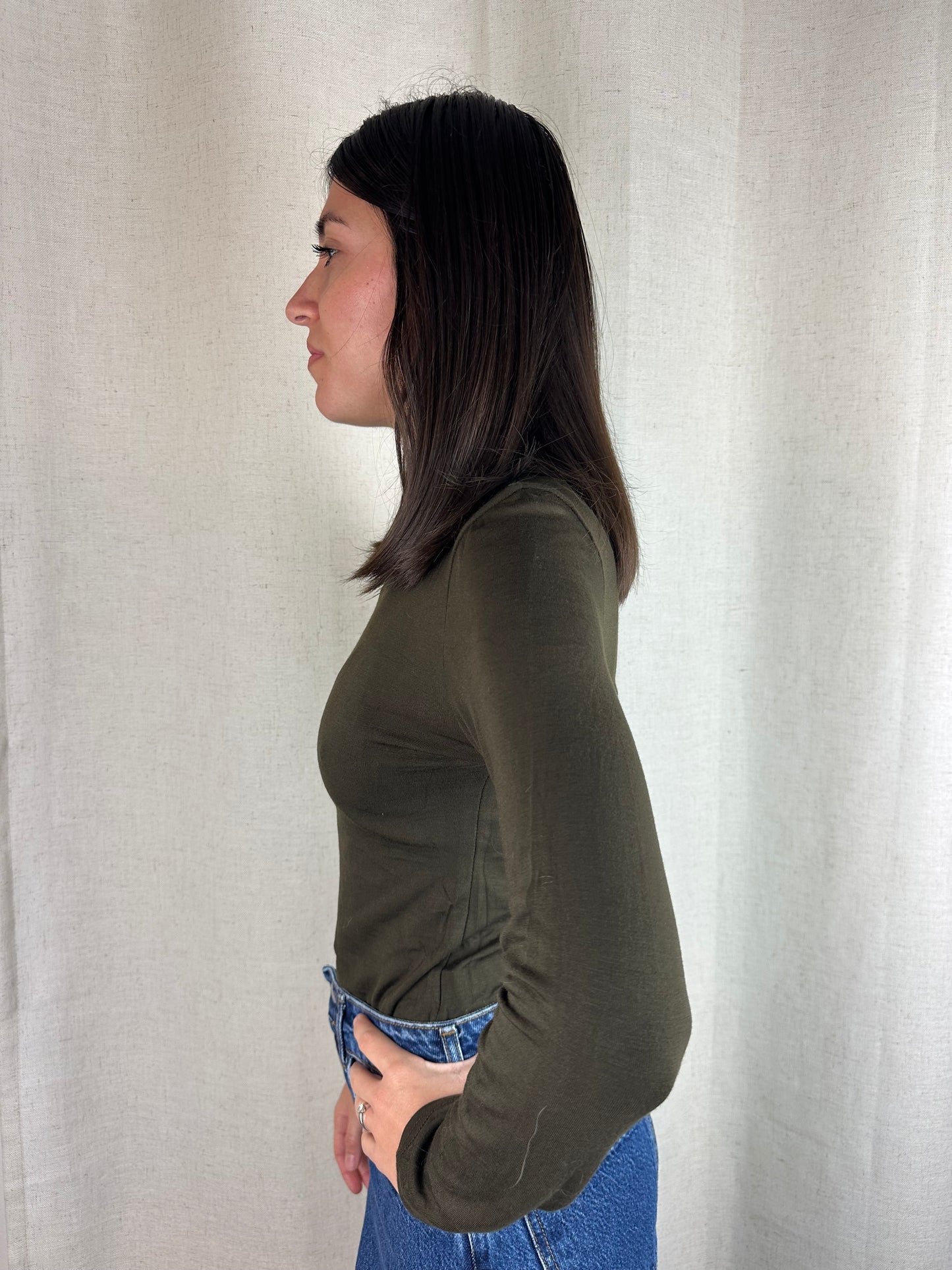 MAGLIA VERDE MILITARE GIROCOLLO FELPATA