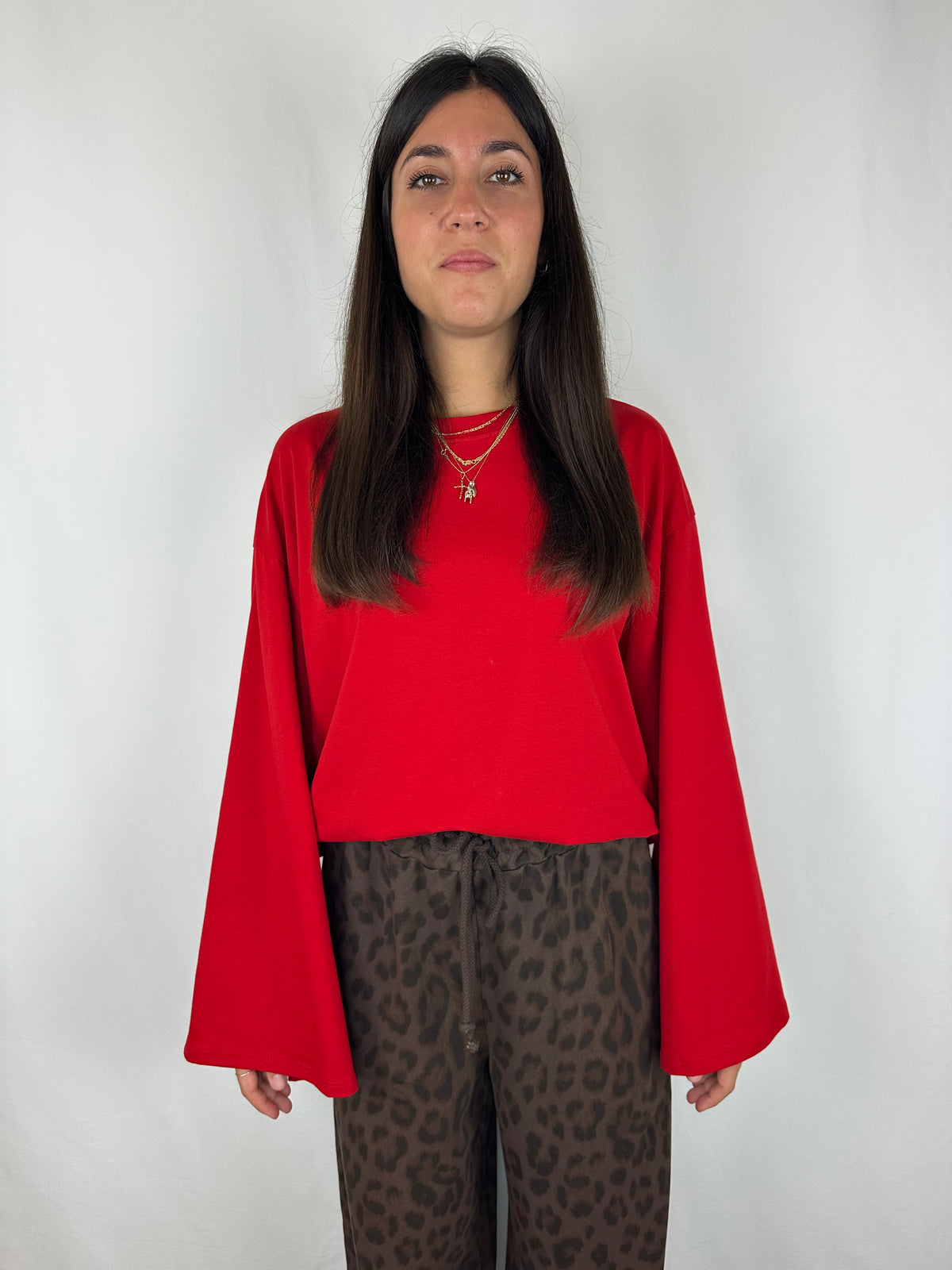 MAGLIA ROSSA MANICA SVASATA
