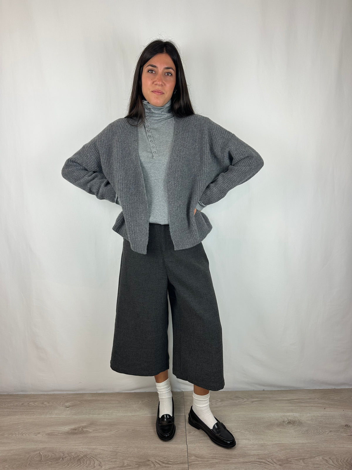 CARDIGAN GRIGIO 100% LANA MERINO