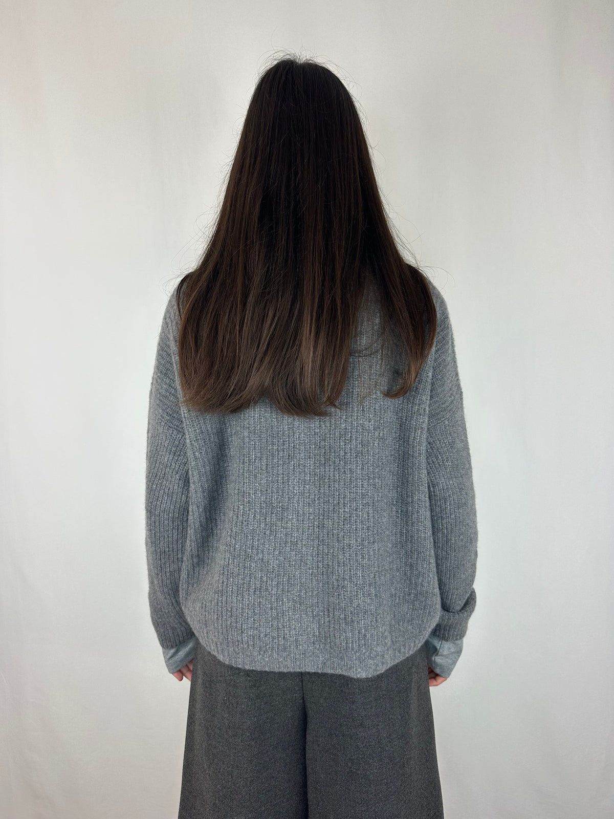 CARDIGAN GRIGIO 100% LANA MERINO