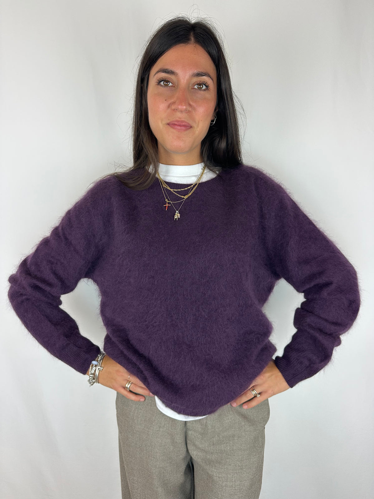 MAGLIONE PRUGNA IN LANA