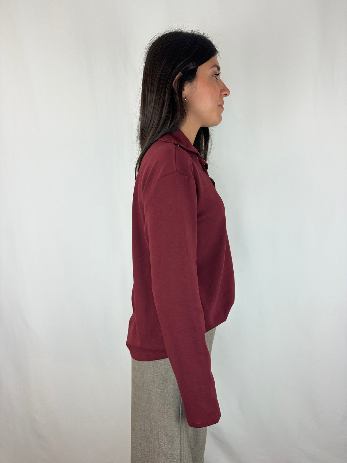MAGLIA BORDEAUX COLLO BOTTONCINI