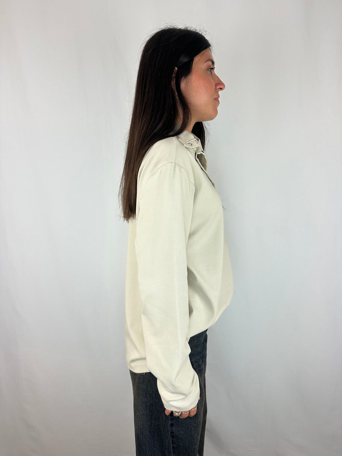 MAGLIA BEIGE COLLO BOTTONCINI