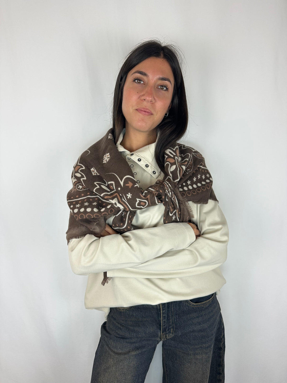 SCIARPA BANDANA MARRONE