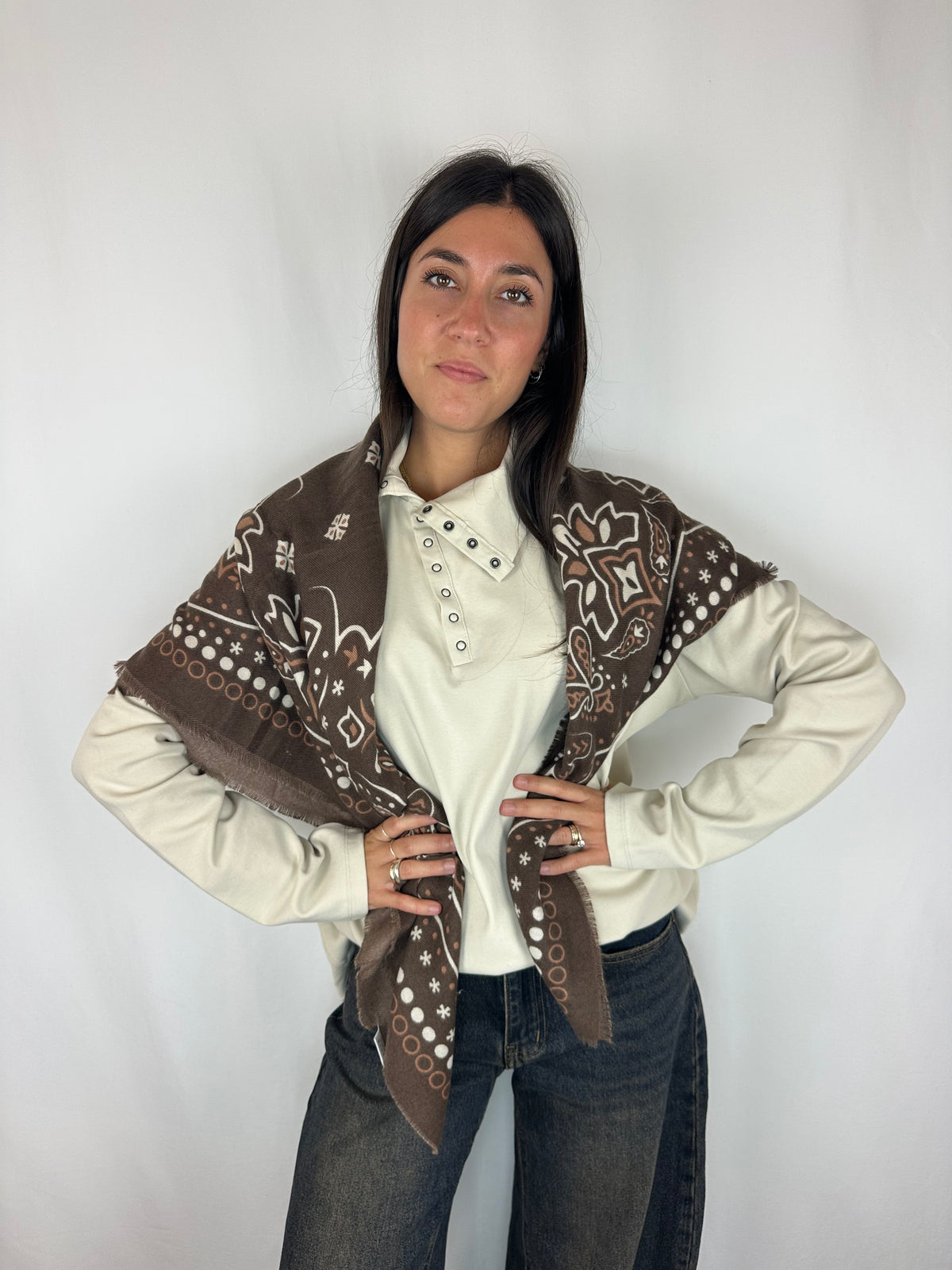 SCIARPA BANDANA MARRONE