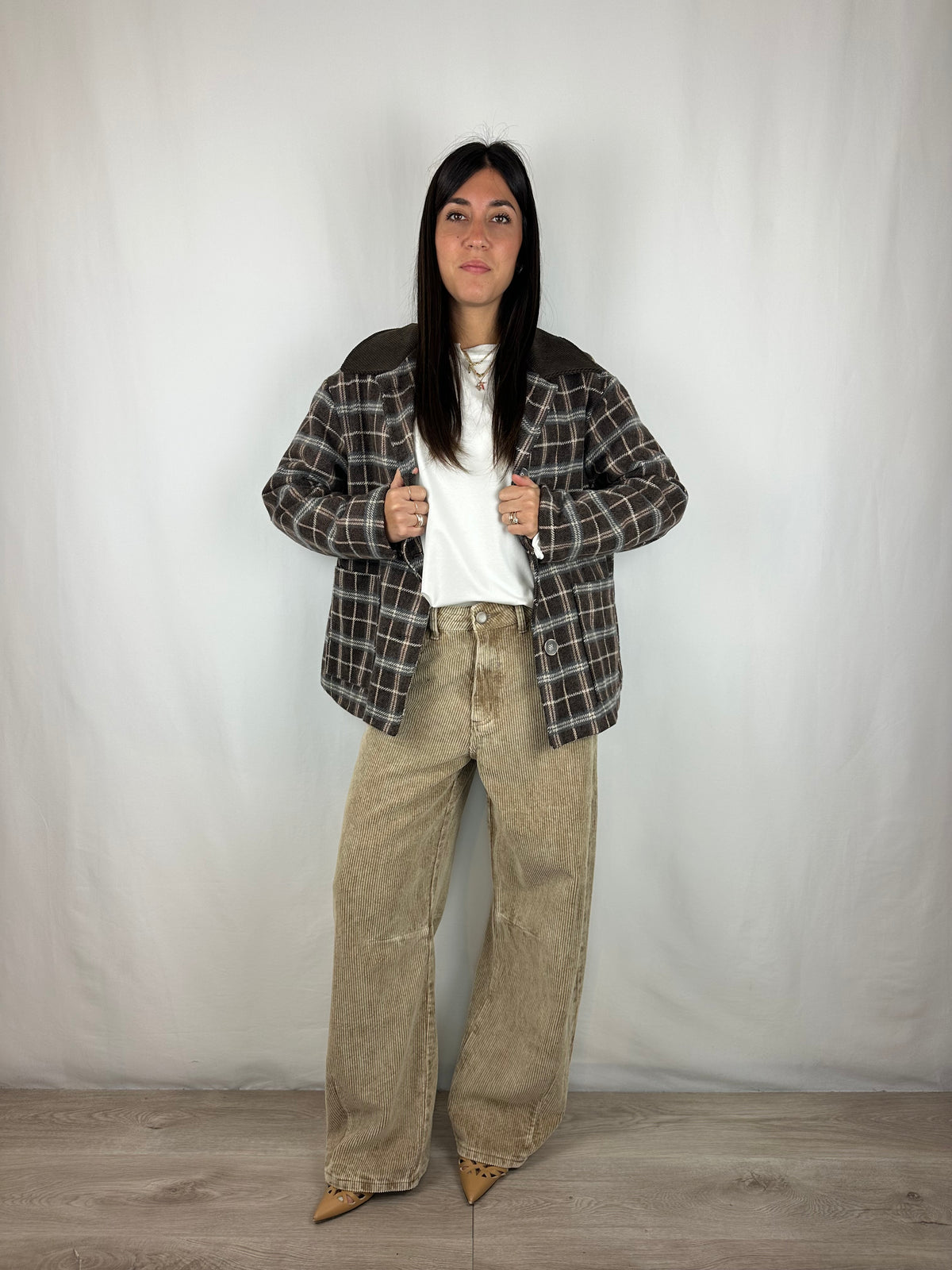 GIACCA CHECK MARRONE|AZZURRO FODERATA