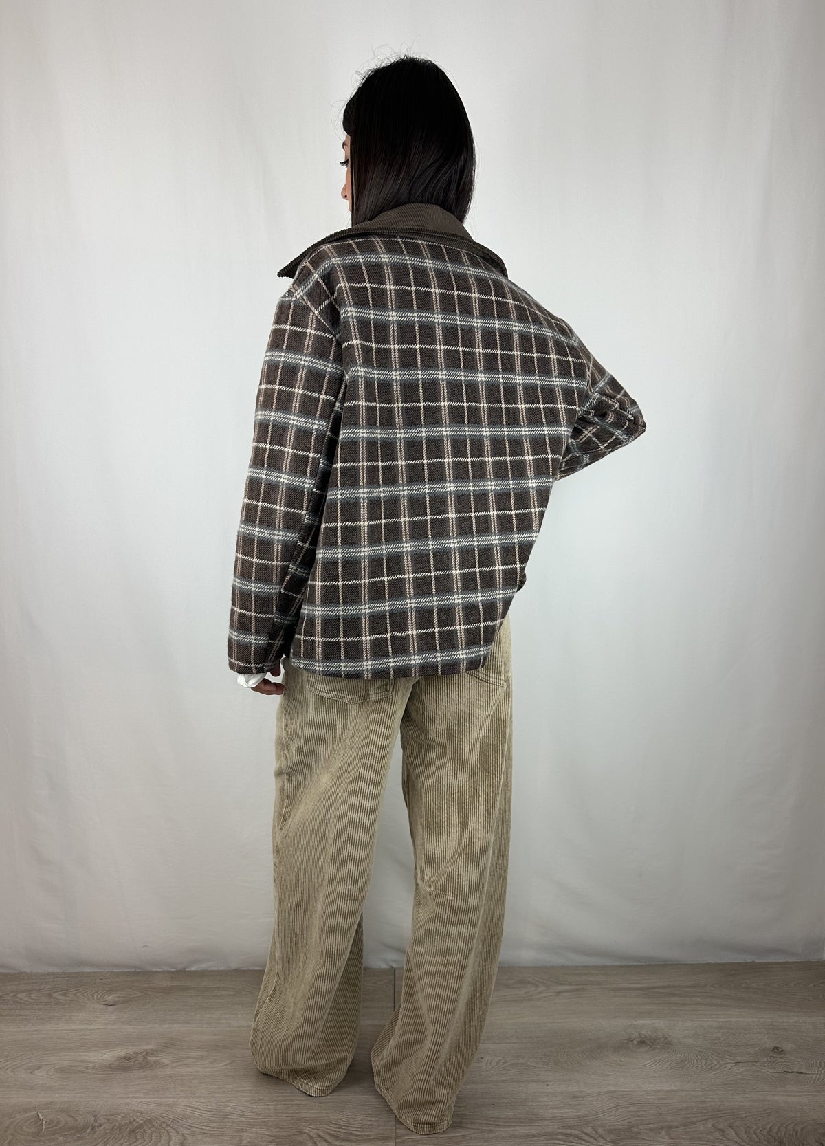 GIACCA CHECK MARRONE|AZZURRO FODERATA