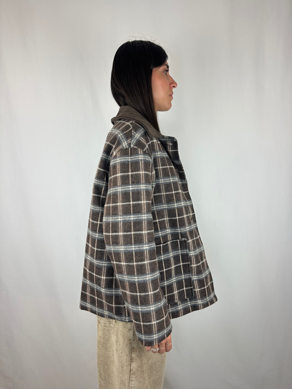GIACCA CHECK MARRONE|AZZURRO FODERATA