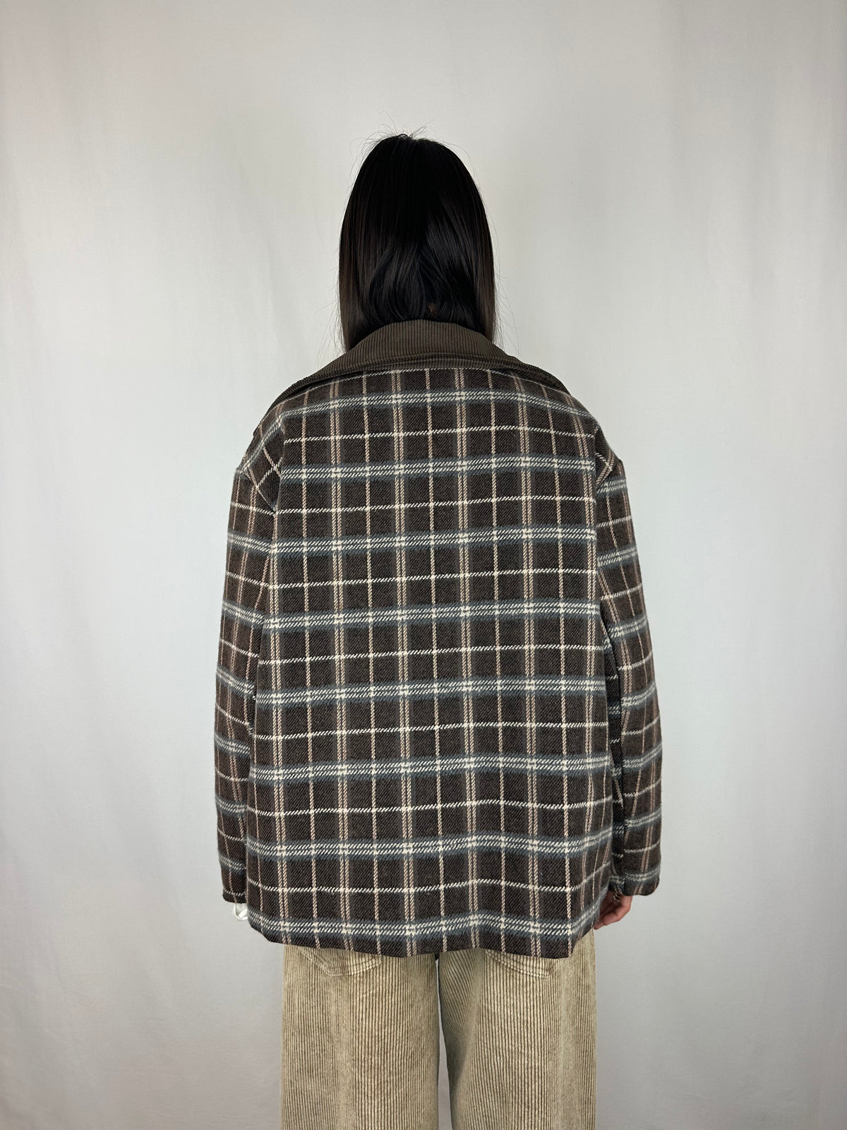 GIACCA CHECK MARRONE|AZZURRO FODERATA