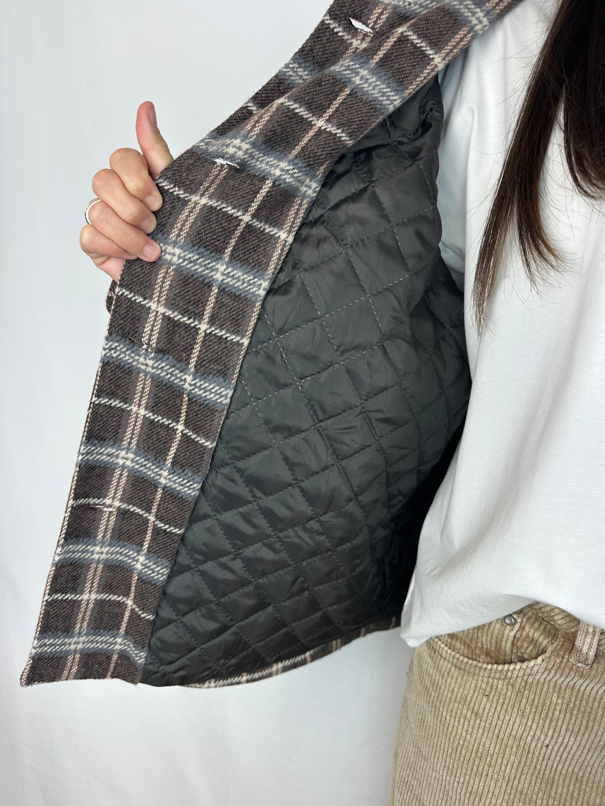 GIACCA CHECK MARRONE|AZZURRO FODERATA