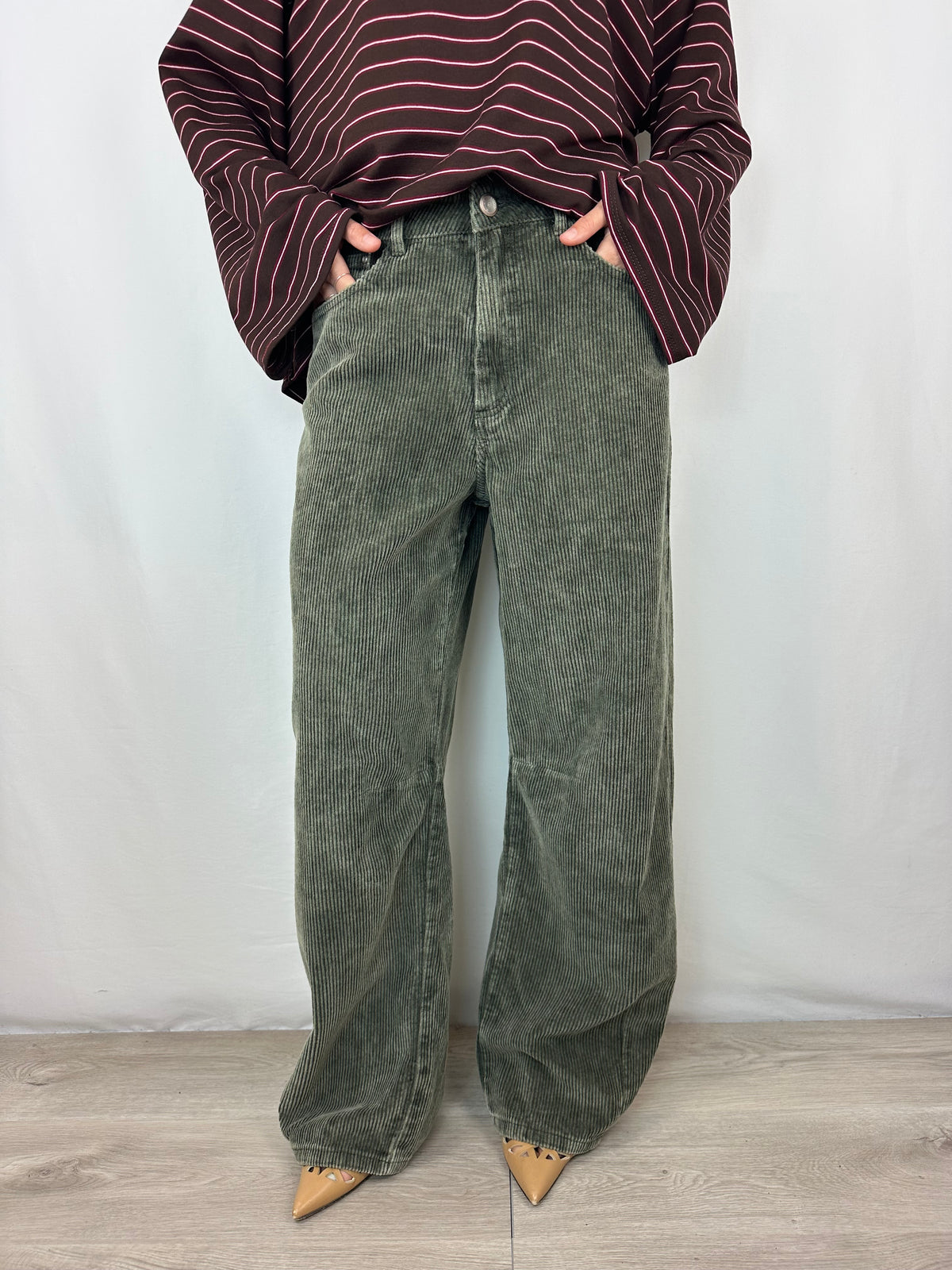 PANTALONE VERDE MILITARE VELLUTO A COSTE