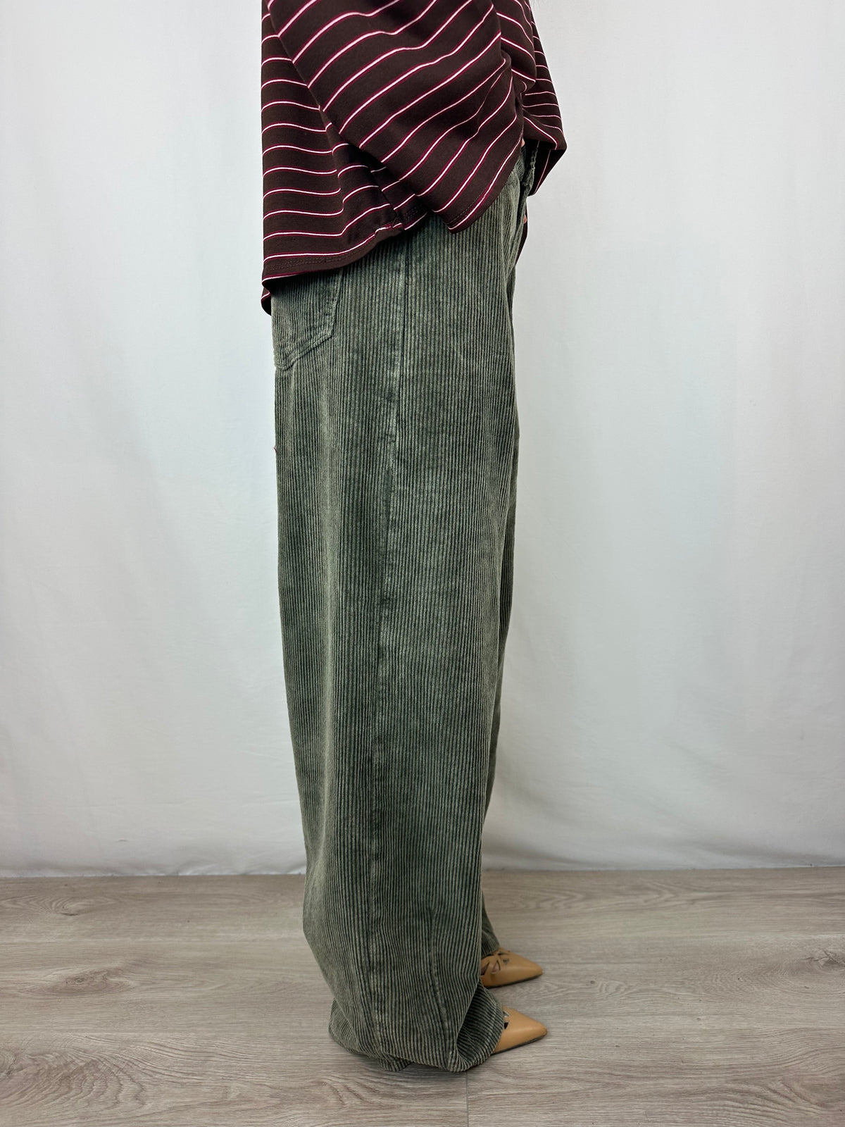 PANTALONE VERDE MILITARE VELLUTO A COSTE
