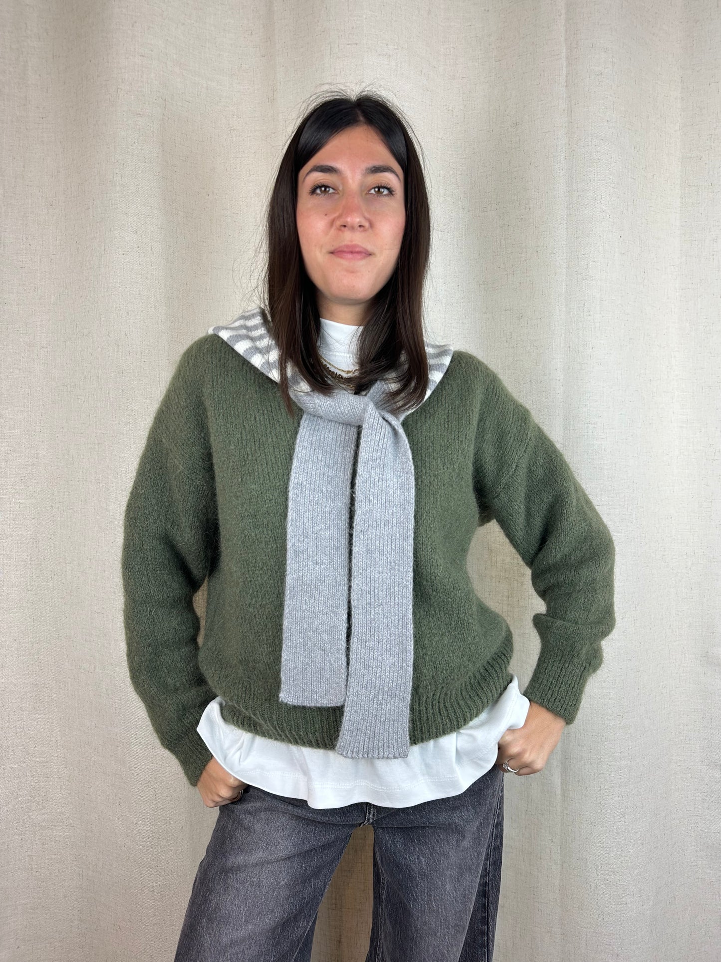 CAPPUCCIO RIGHE GRIGIO