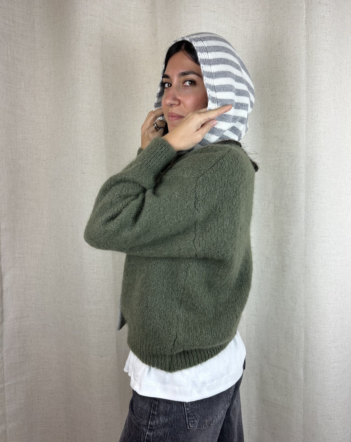 CAPPUCCIO RIGHE GRIGIO