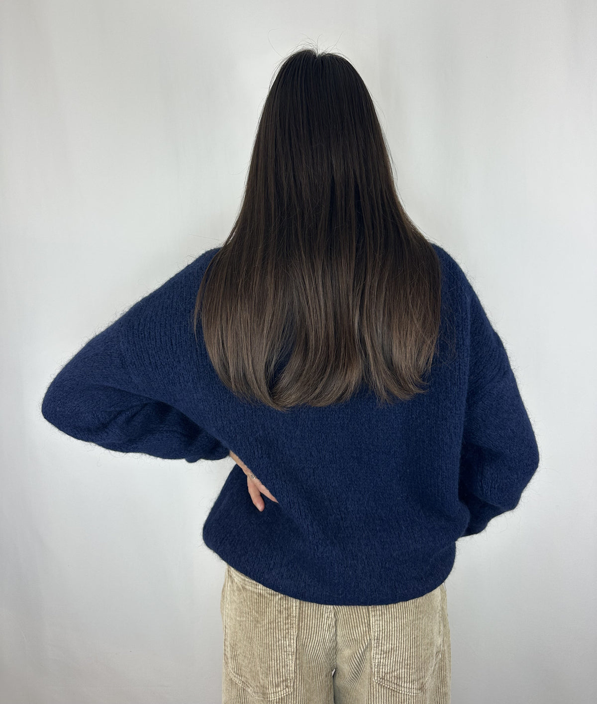 CARDIGAN BLU DENIM IN LANA