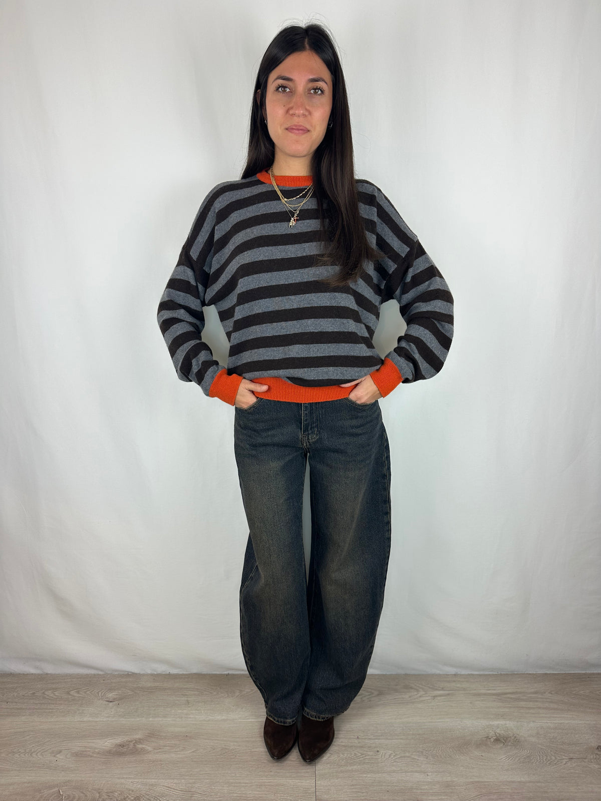 MAGLIONCINO LANA E CASHMERE GRIGIO|MARRONE|ARANCIO