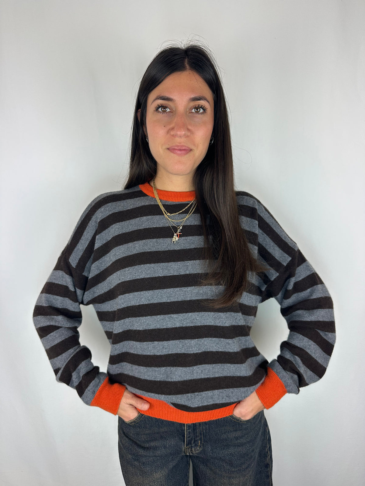MAGLIONCINO LANA E CASHMERE GRIGIO|MARRONE|ARANCIO