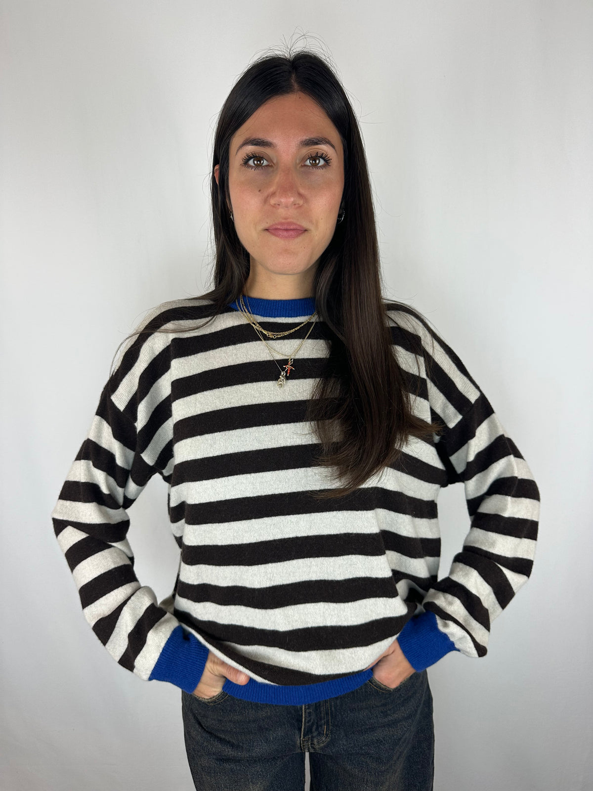 MAGLIONCINO LANA E CASHMERE MARRONE|BEIGE|BLUETTE
