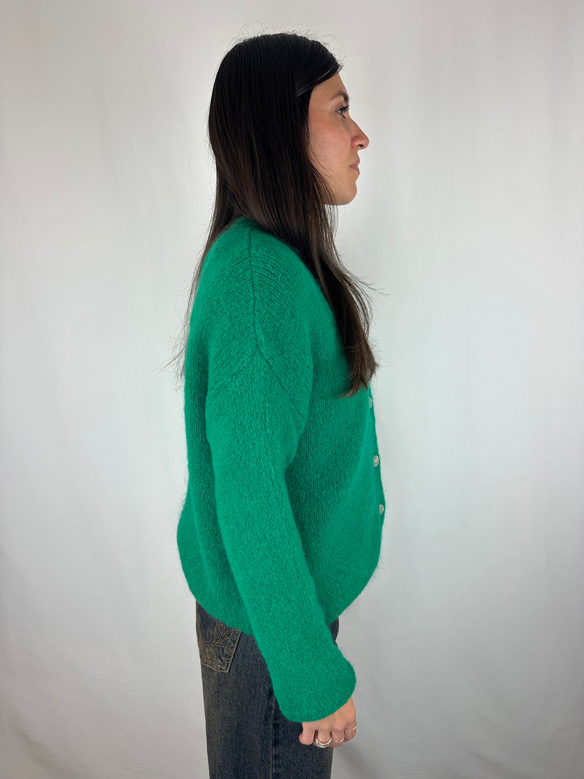 CARDIGAN VERDE IN LANA