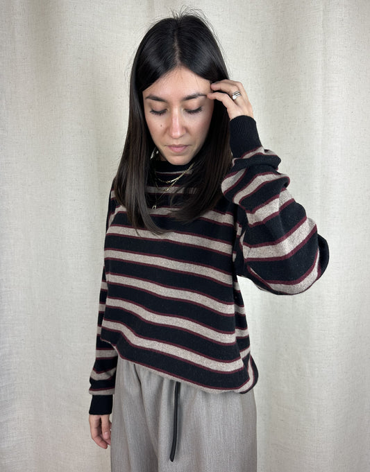 MAGLIONCINO RIGHE NERO|BORDEAUX|BEIGE