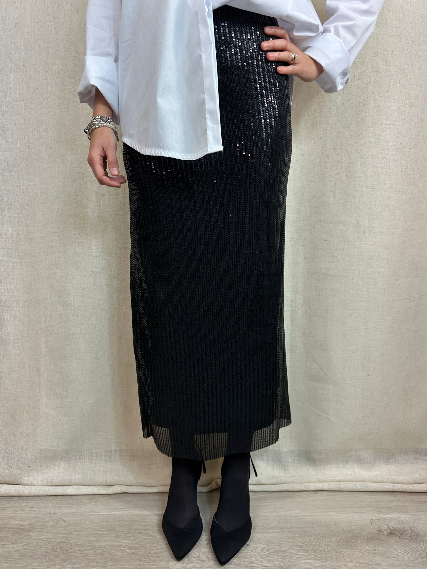 GONNA NERA PAILLETTES