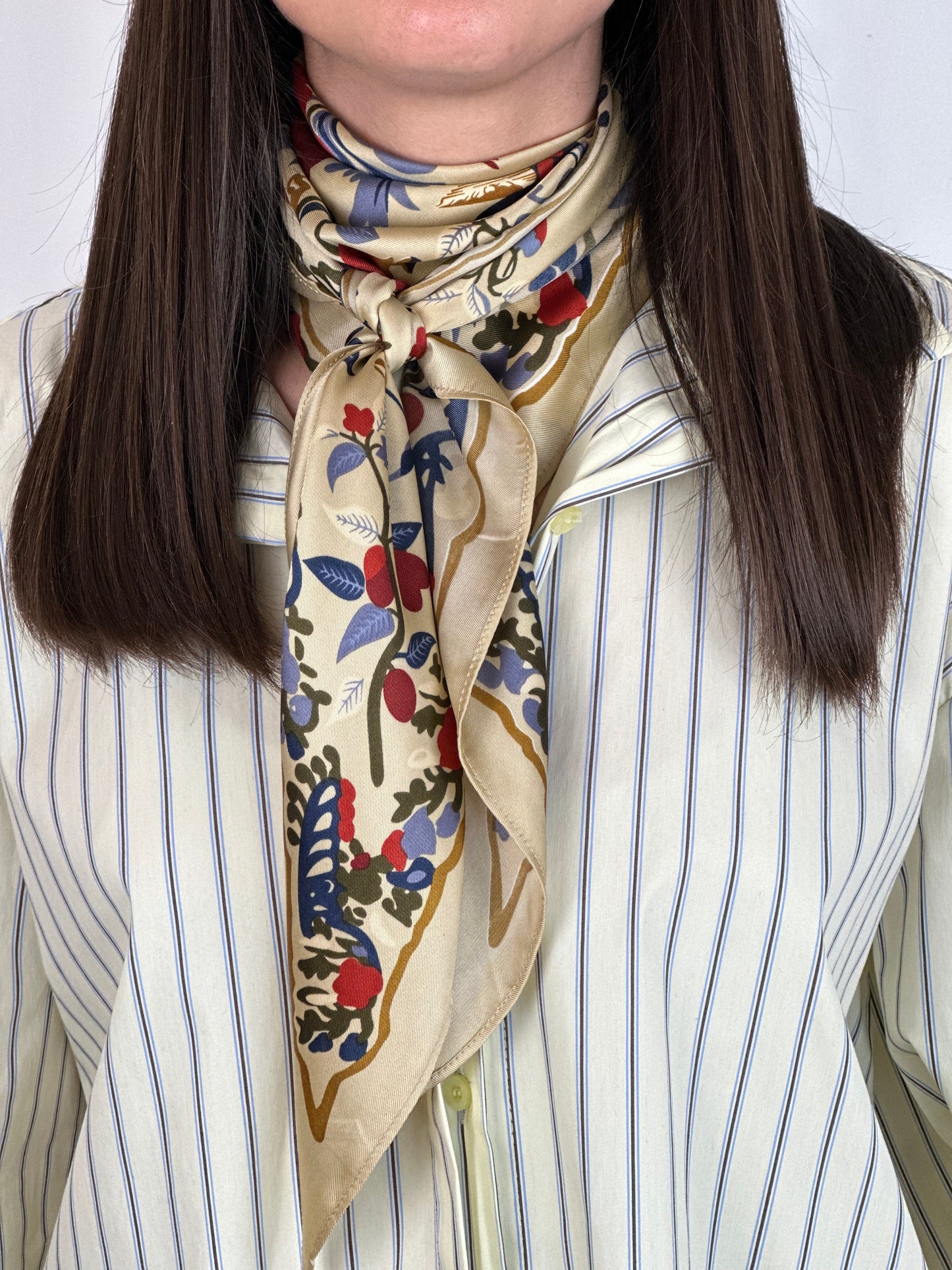FOULARD BEIGE DISEGNI MULTICOLOR