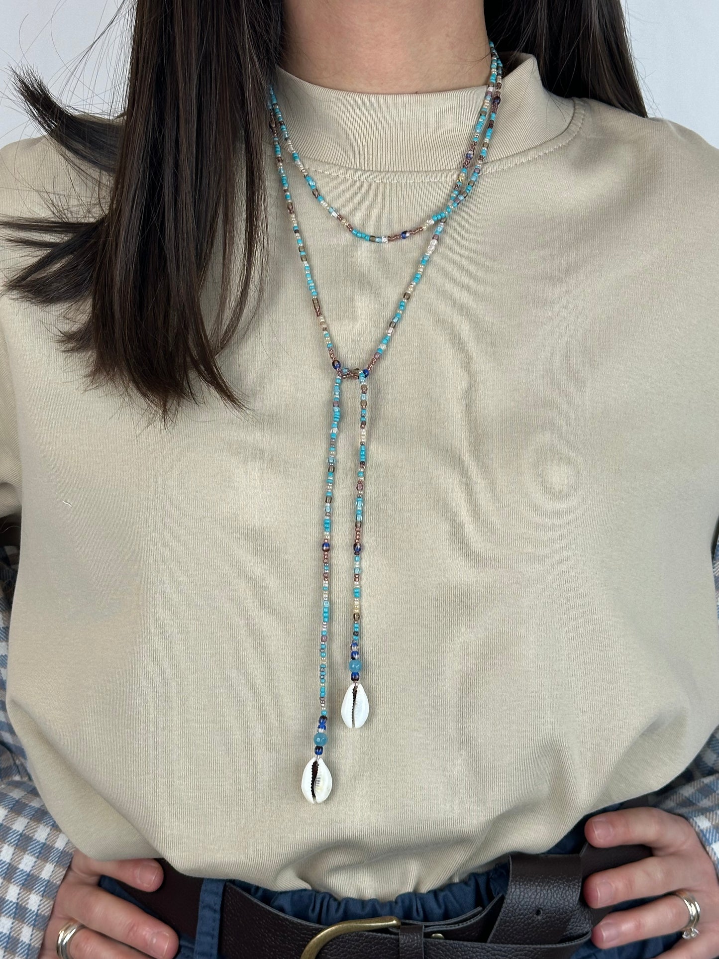 COLLANA A FILO TURCHESE|CONCHIGLIE
