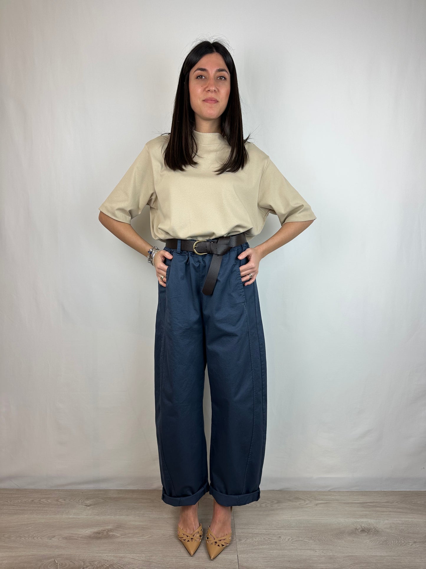 PANTALONE BLU IN COTONE