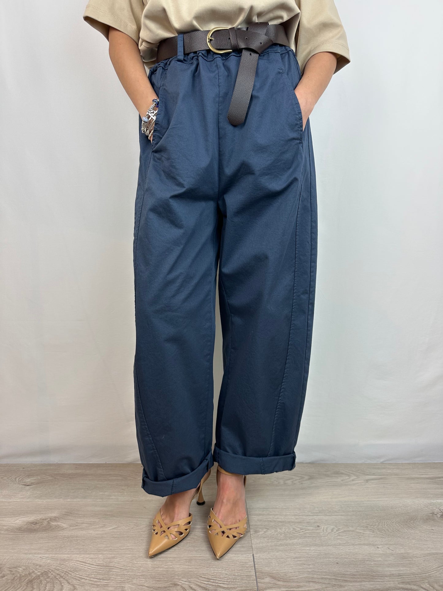 PANTALONE BLU IN COTONE