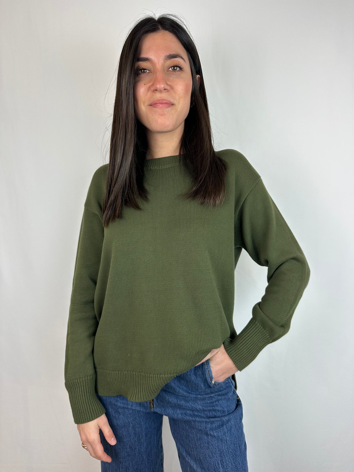 MAGLIONCINO VERDE MILITARE COTONE