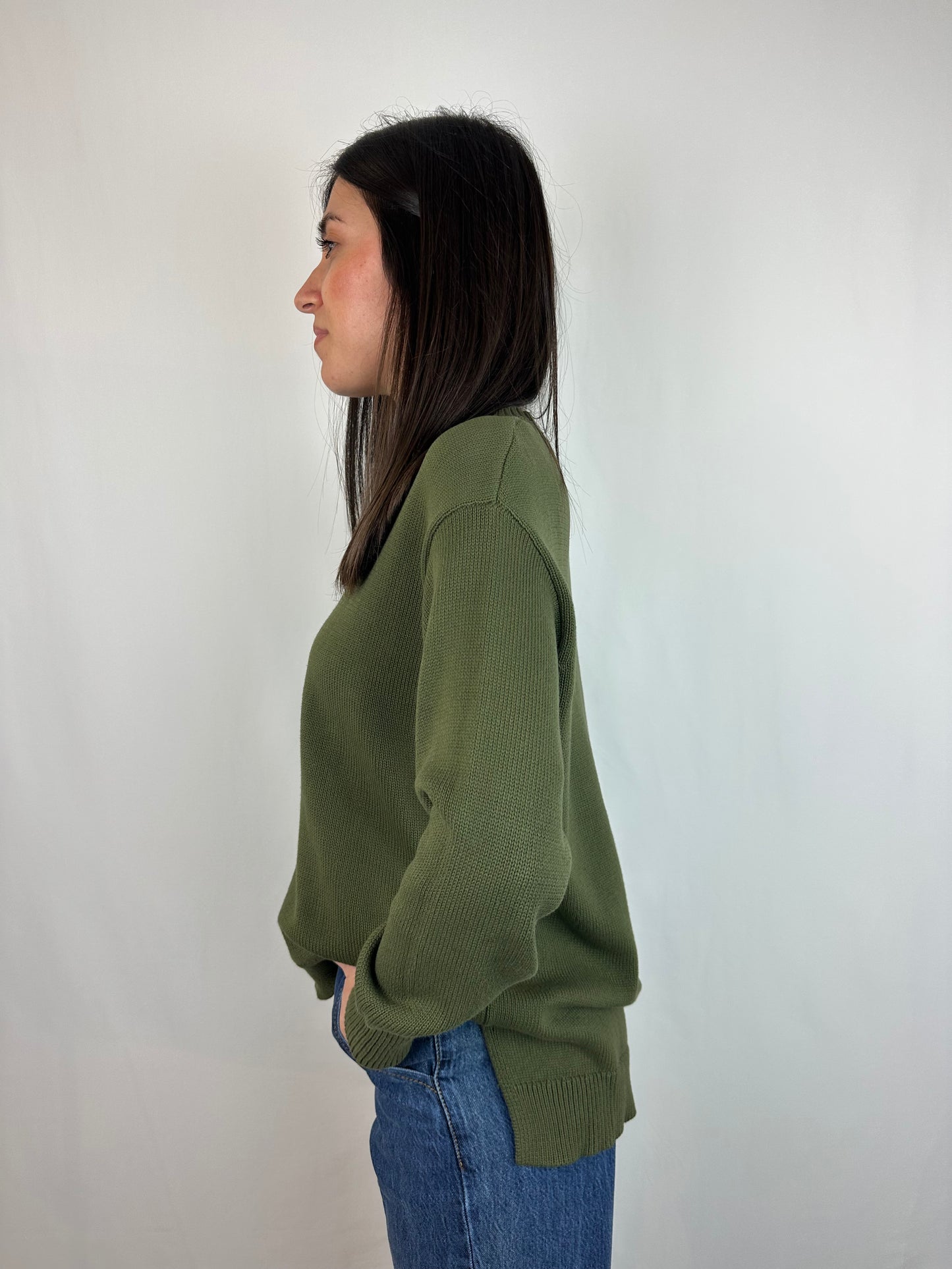 MAGLIONCINO VERDE MILITARE COTONE
