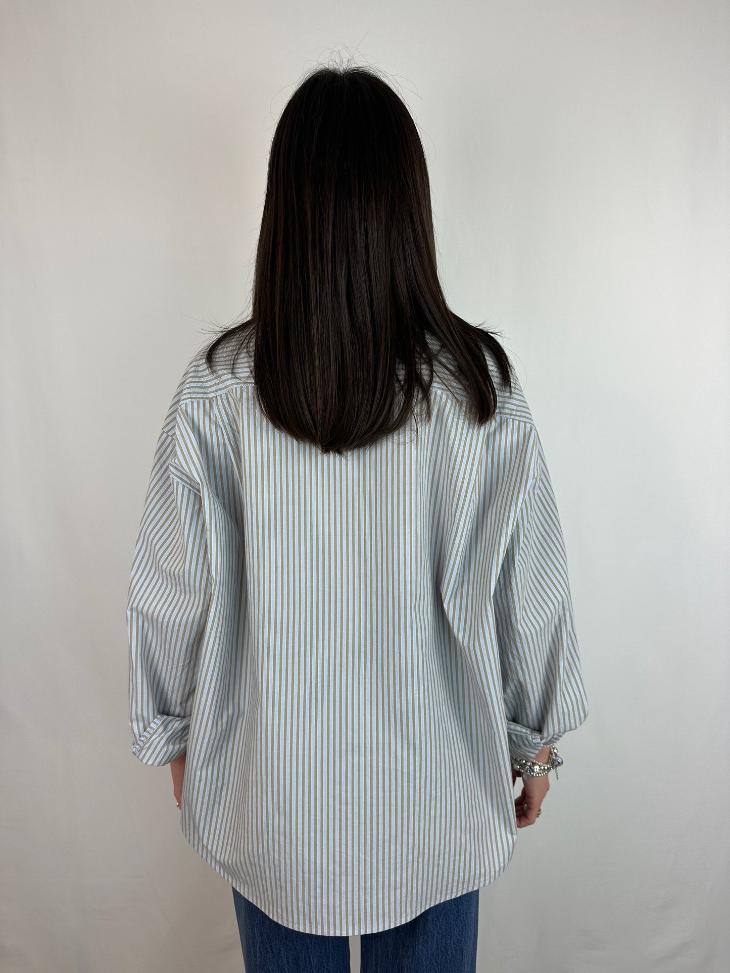 CAMICIA RIGHE AZZURRO|NOCCIOLA