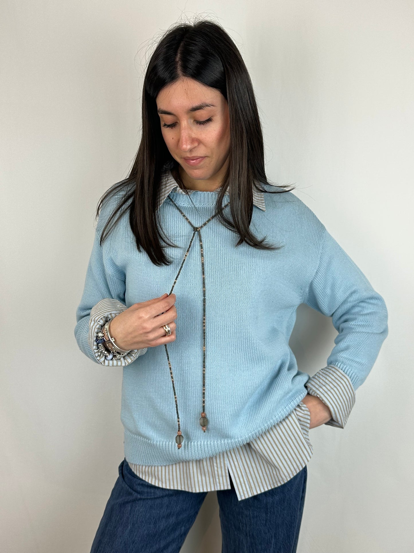 COLLANA A FILO ROSA PESCA|PIOMBO