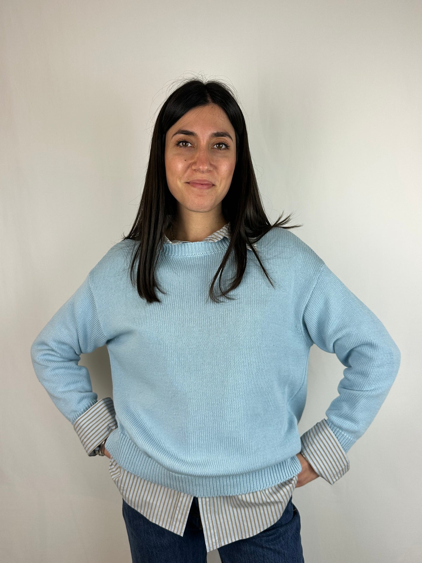 MAGLIONCINO AZZURRO COTONE