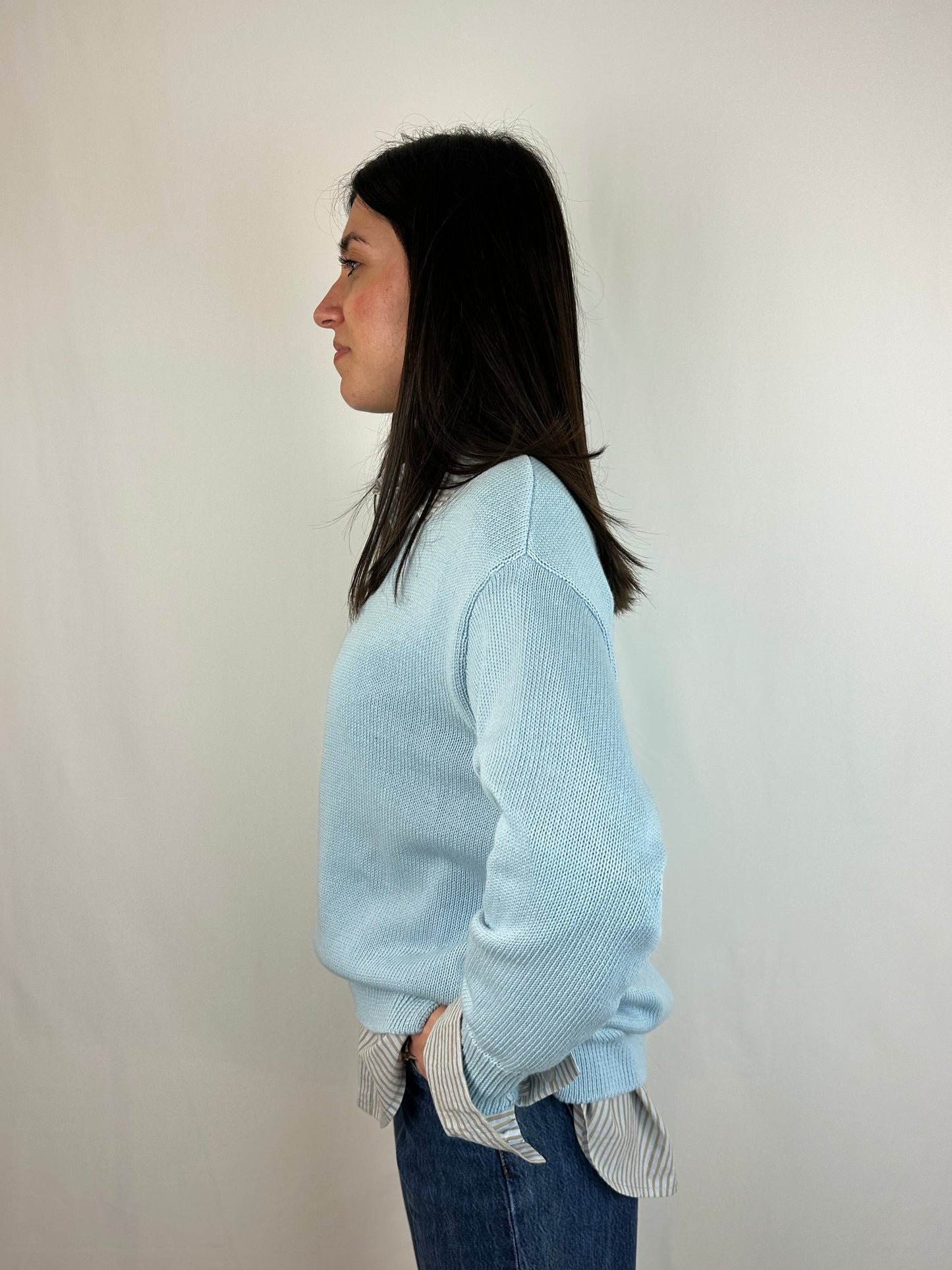 MAGLIONCINO AZZURRO COTONE