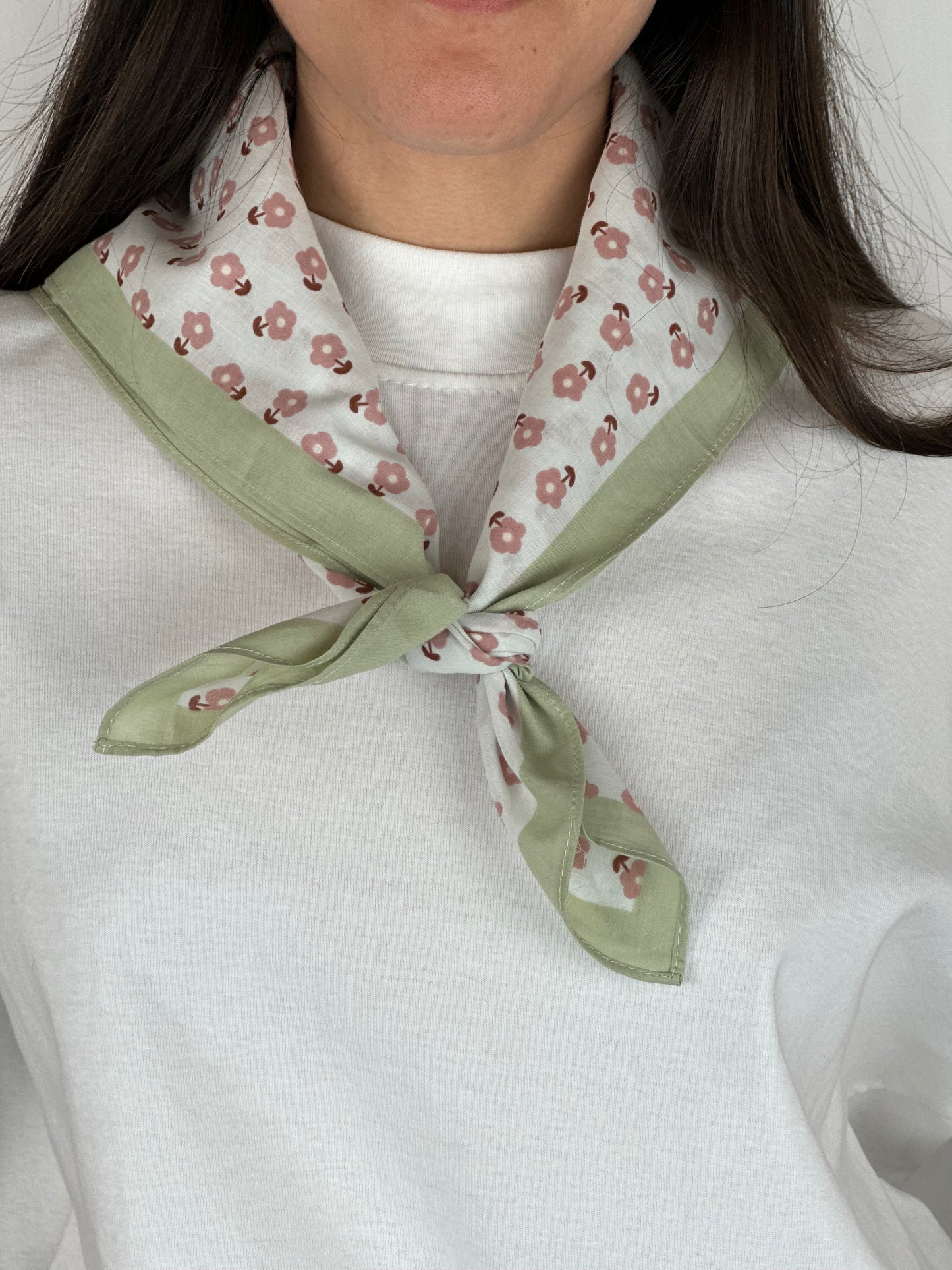 FOULARD|BANDANA FIORI ROSA E VERDE