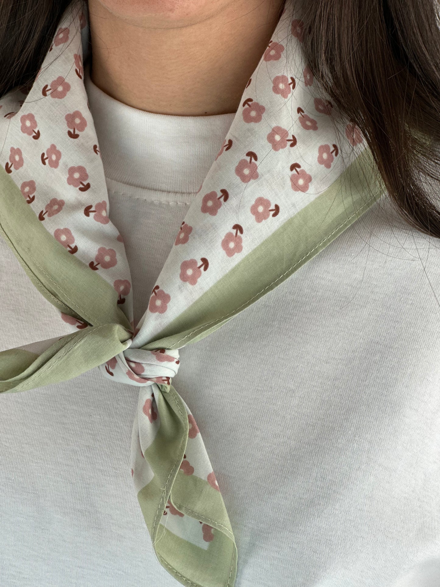 FOULARD|BANDANA FIORI ROSA E VERDE
