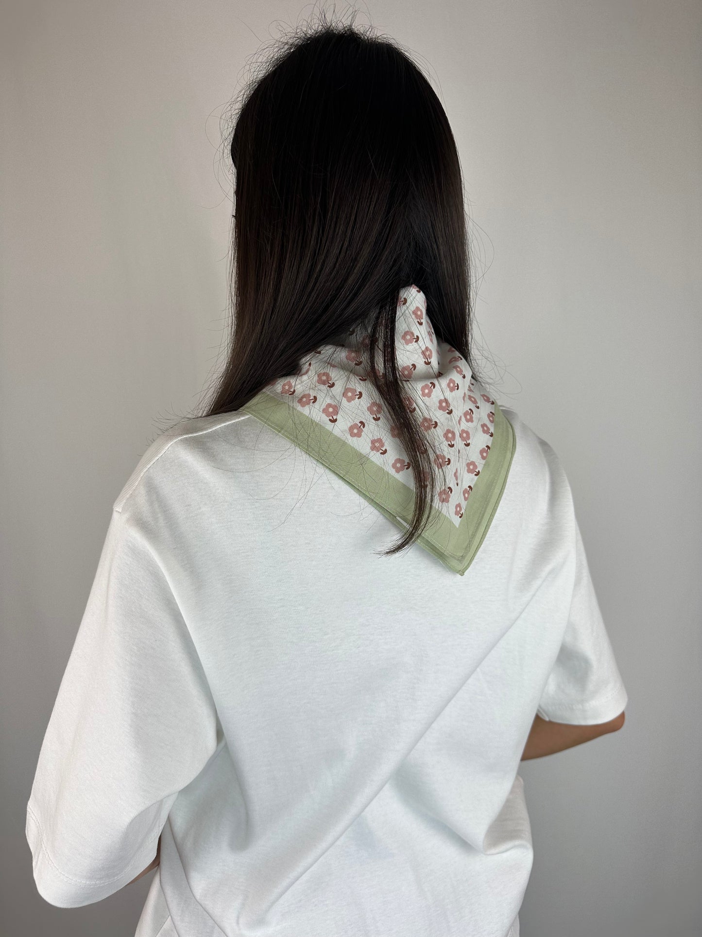 FOULARD|BANDANA FIORI ROSA E VERDE
