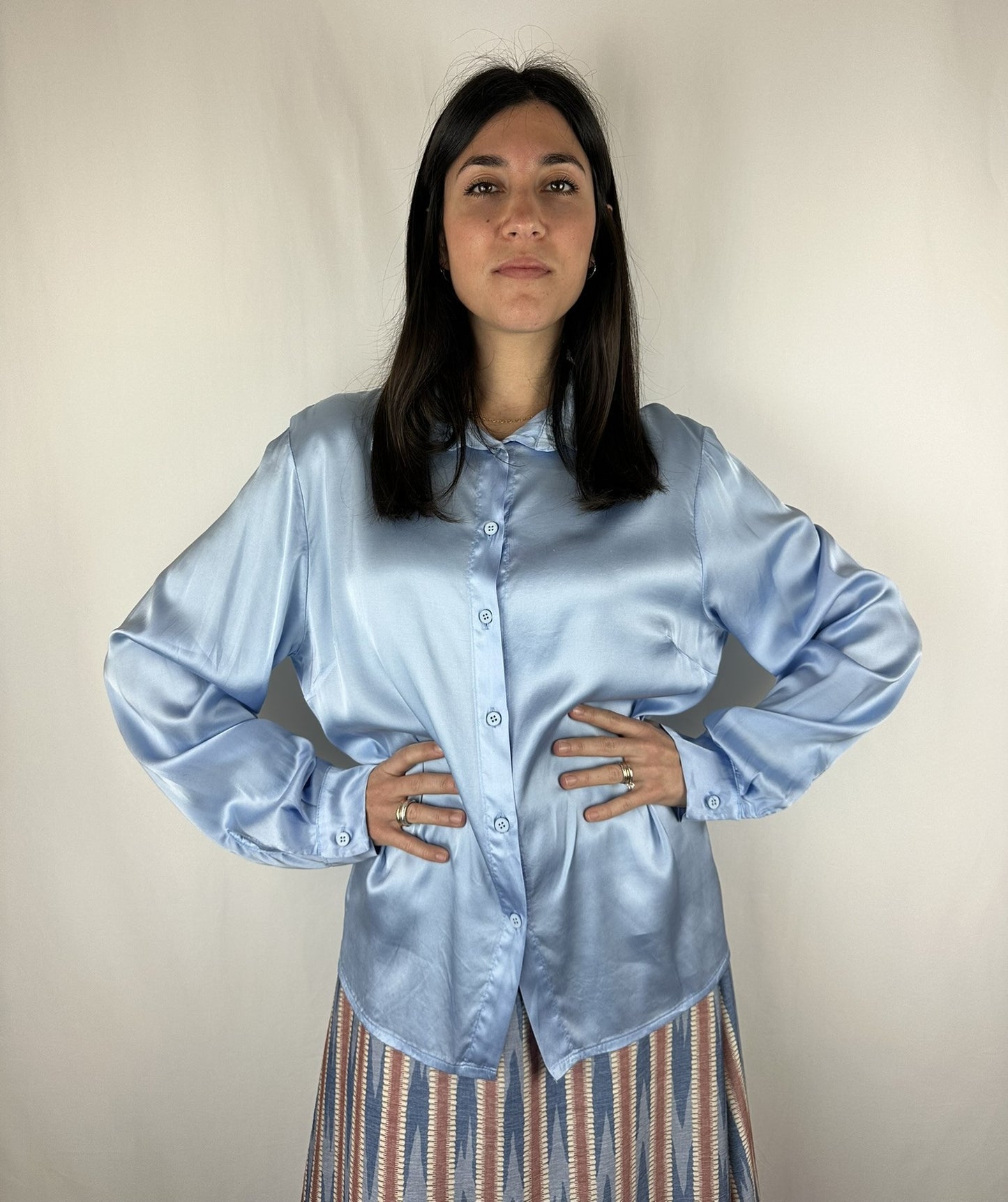 CAMICIA AZZURRA VISCOSA