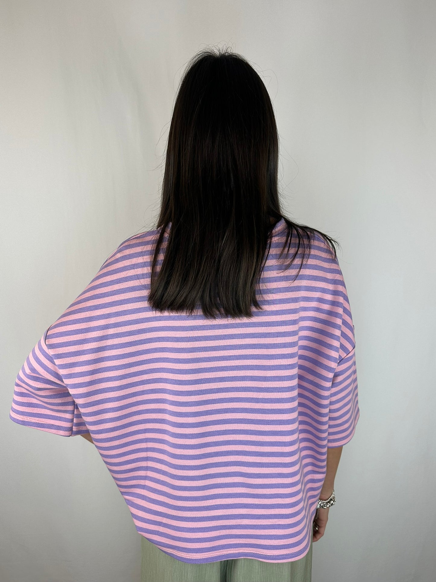 MAGLIA RIGHE LILLA|ROSA