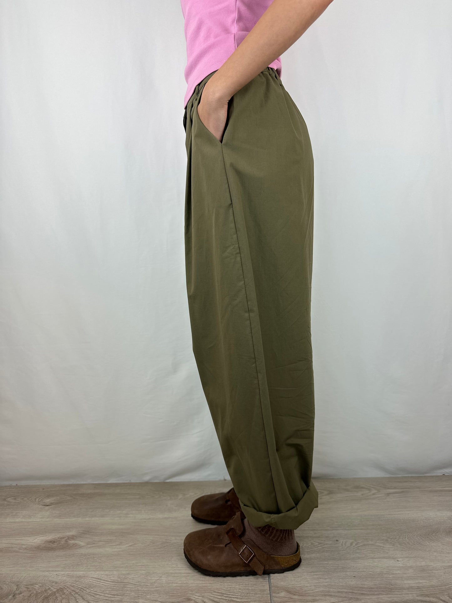PANTALONE VERDE MILITARE IN COTONE