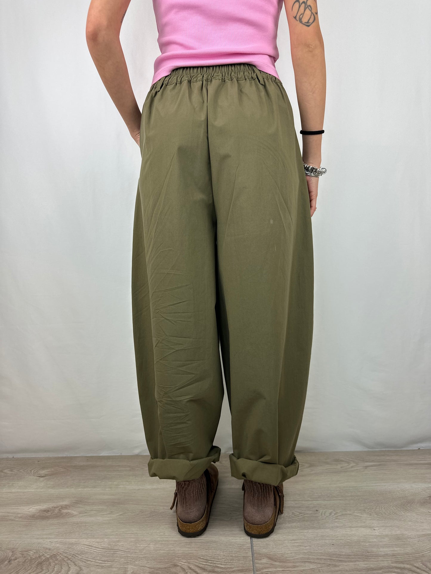 PANTALONE VERDE MILITARE IN COTONE