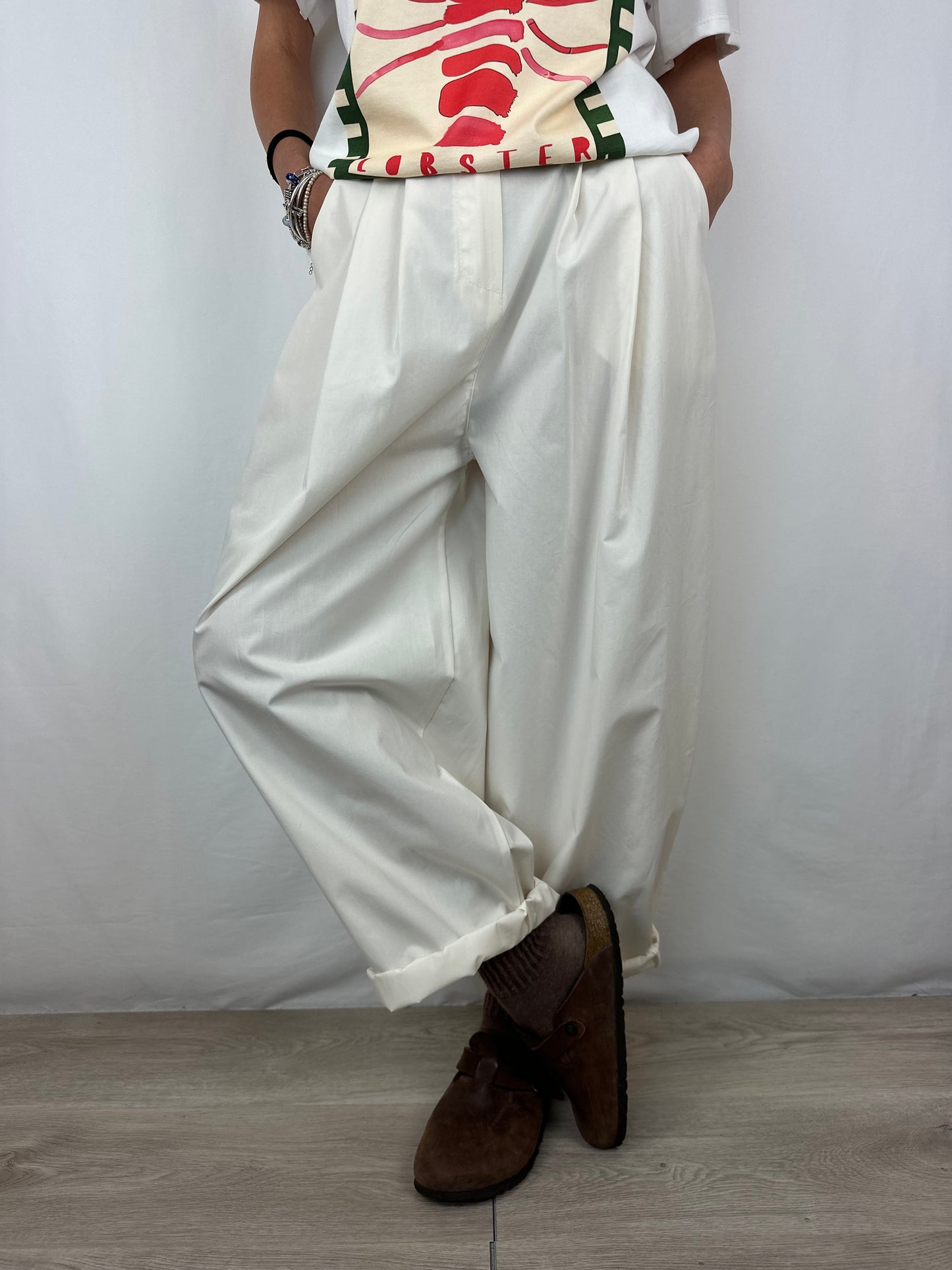 PANTALONE  PANNA IN COTONE