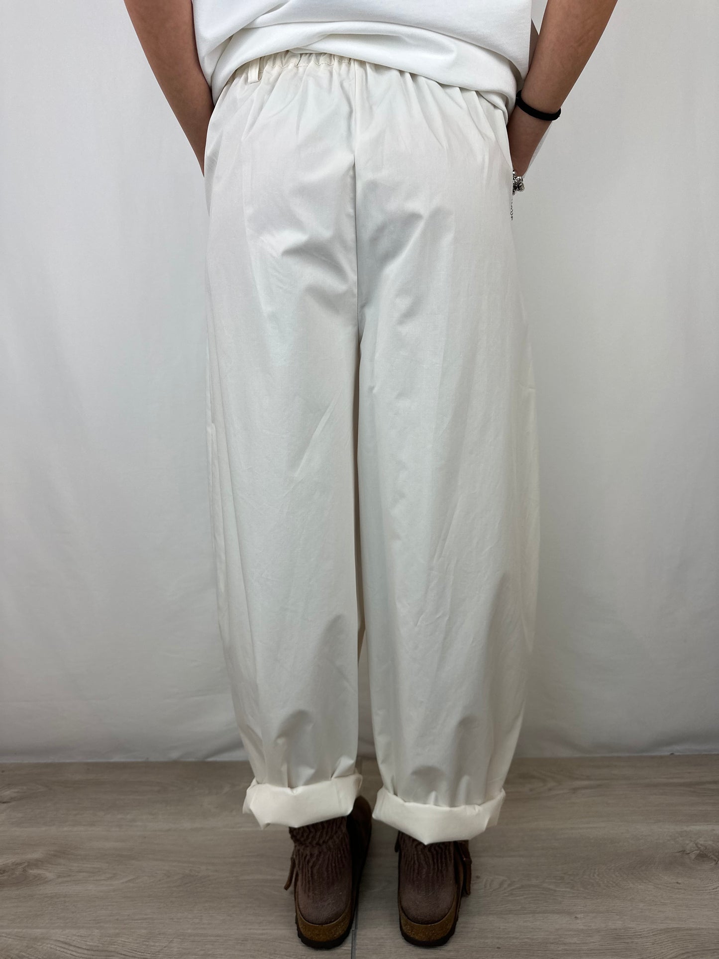 PANTALONE  PANNA IN COTONE