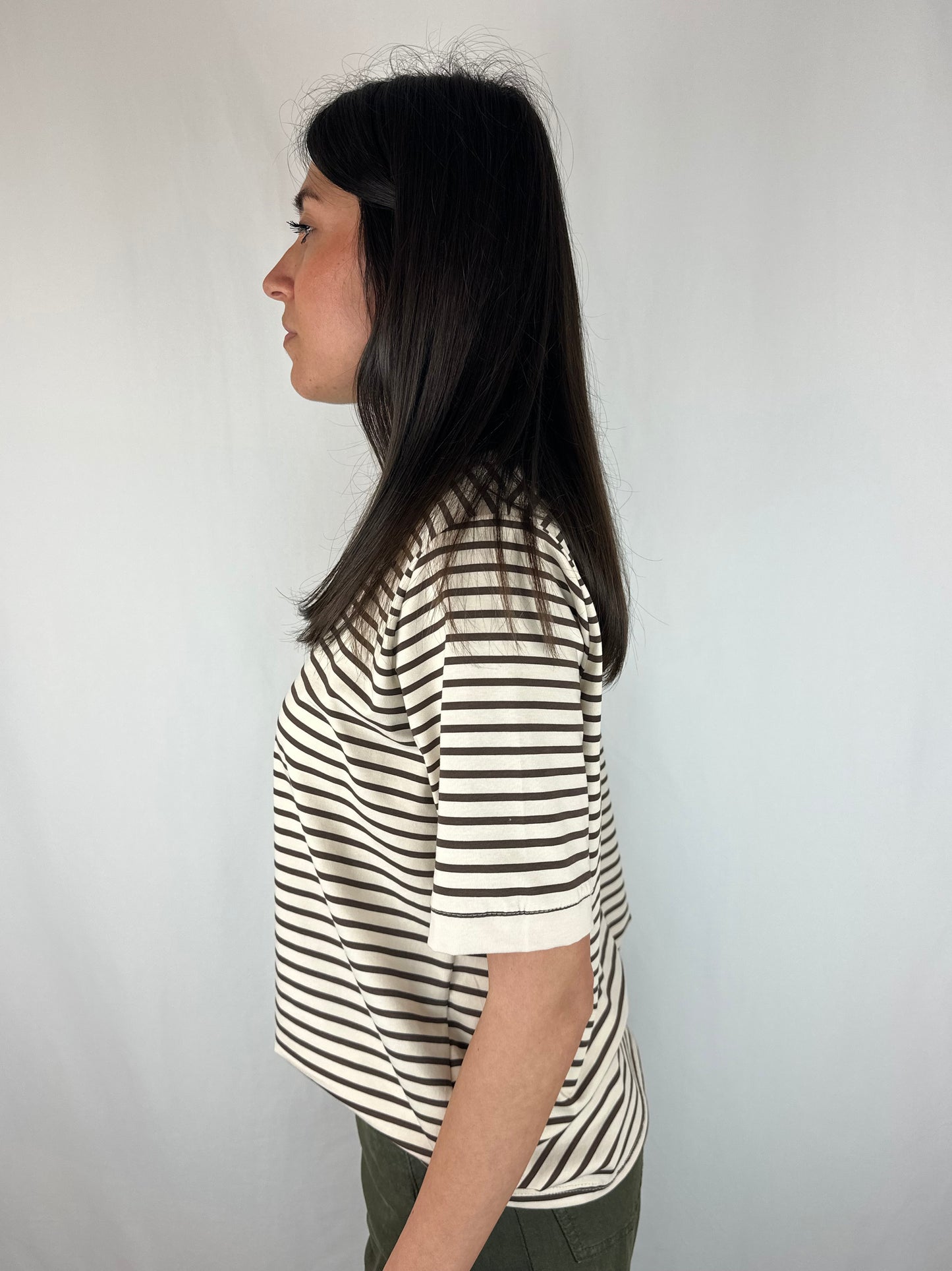 T-SHIRT RIGHE MARRONE