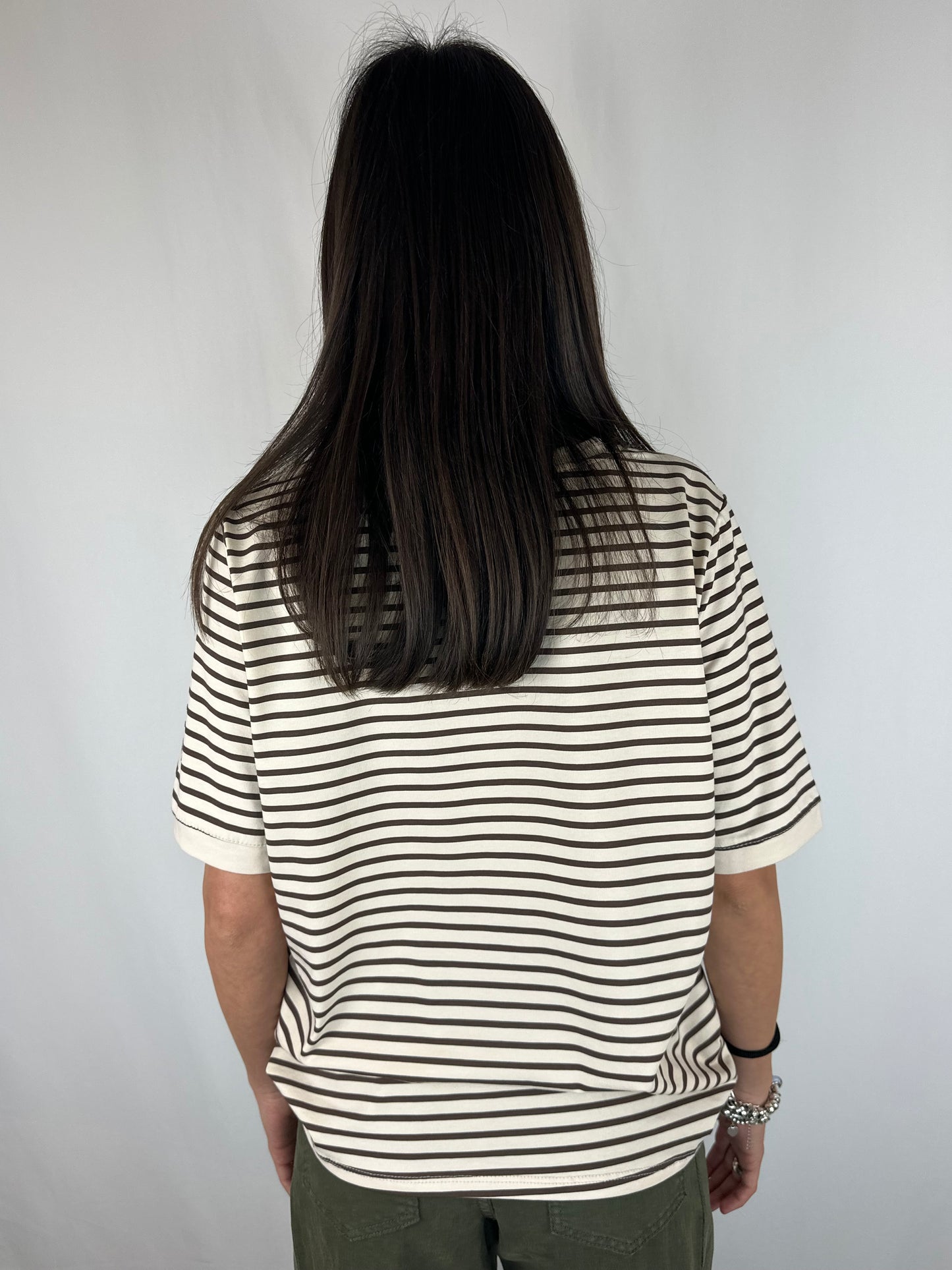 T-SHIRT RIGHE MARRONE
